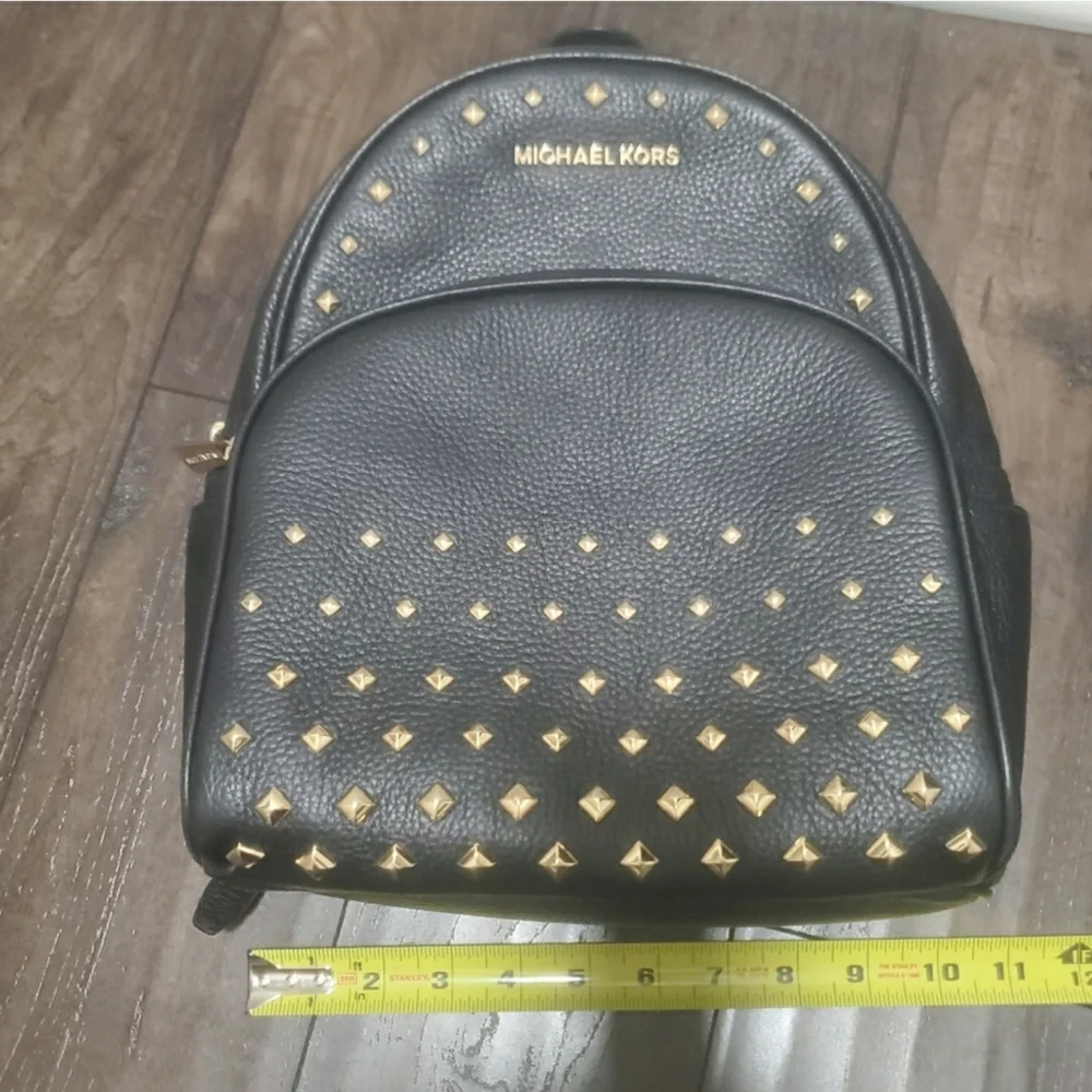 Michael Kors Medium Abbey Pebbled Leather Studded Backpack Bag